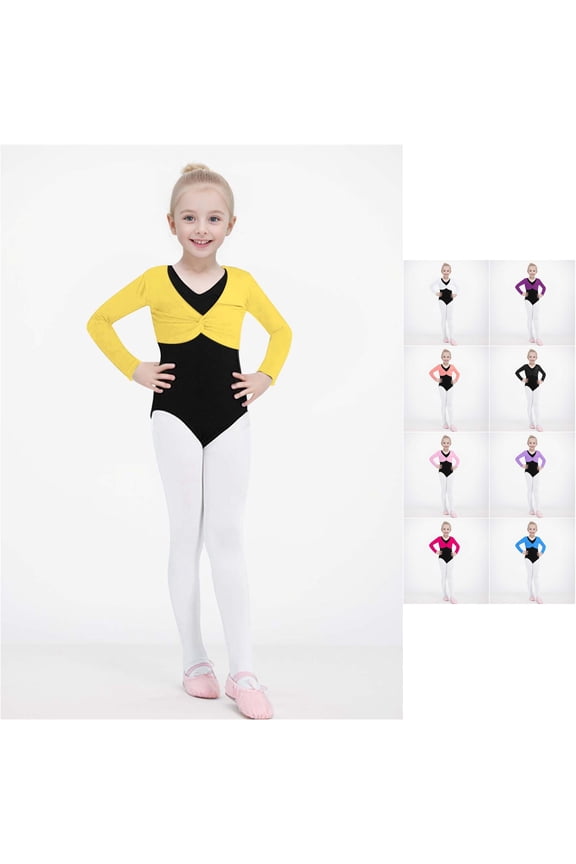 Toddler Girls Dance Tops Shrug V Neck Long Sleeve Outwear Active Ballet Practice Performance Wardrobe Thin Jacket Tee Leotard Gear T-Shirt
