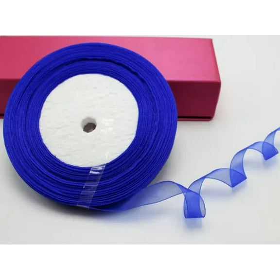 EOEMY 50 Yards 1/2" (12mm) Wedding Crafts Sheer Organza Ribbon Color Choice-Royal Blue