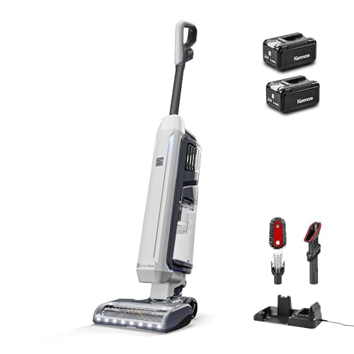 Aspiradora vertical inalámbrica Kenmore CU7005 Litening de 24 V con boquilla elevadora y eliminadora de pelos, motor sin escobillas, hasta 80 minutos de autonomía, filtro HEPA y pantalla LED para alf