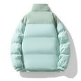thumbnail image 2 of Men's Puffer Coat No Hood Heavyweight Thick Cotton Down Zipper Jacket with Pockets Winter Warm Snow Outerwear (S, Mint Green 01), 2 of 4