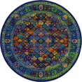 thumbnail image 1 of Unique Loom Calypso Tapis Surteint 7' 10 x 7' 10 Rond Bleu/vert, 1 of 2