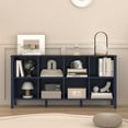 thumbnail image 4 of 8-Cube Bookcase, Farmhouse Wooden Bookshelf Low Storage Organizer, 59" Horizontal White Console with Legs, Hallway Book Case for Entryway, Display Cabinet for Living Room (Navy Blue, 8-Cube), 4 of 18