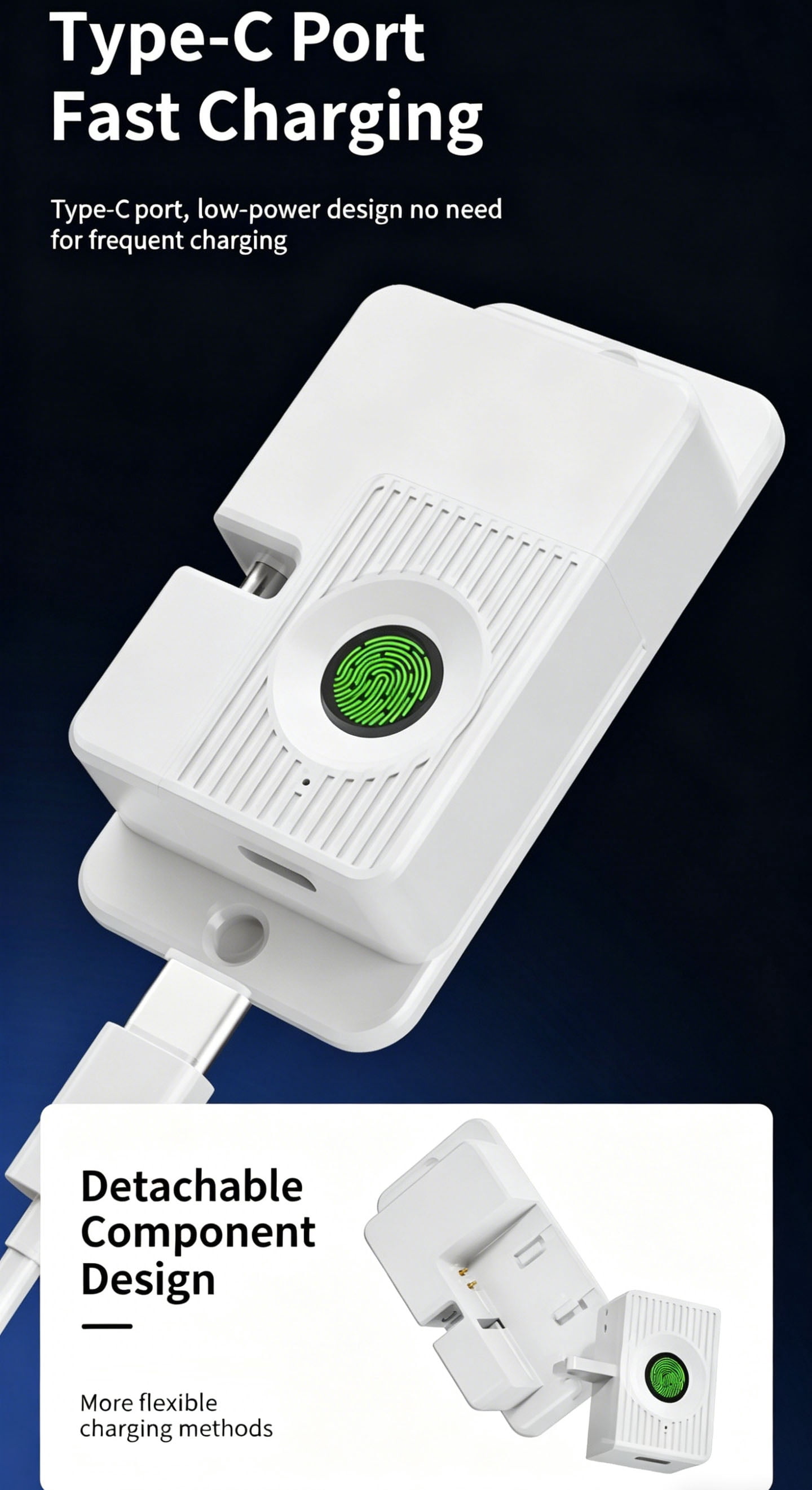 Rechargeable Fingerprint Safety Lock Adjustable Childproof Lock for Door Window Cabinet