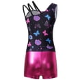 thumbnail image 4 of CHICTRY Kids Girls 2Pcs Gym Sports Yoga Suit Colorful Prints Sleeveless Leotard with Shorts Dance Outfit Colorful Butterfly Navy 10, 4 of 7