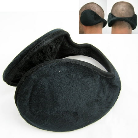 Black Soft Fleece - 1 Black Ear Muff Warmers Winter Basic Polar Fleece Earmuff Grip Wrap Soft Unisex
