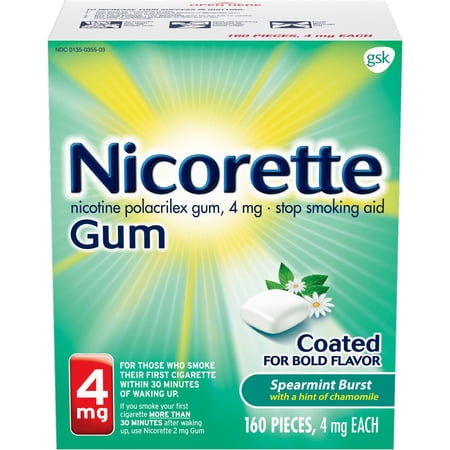 Nicorette Nicotine Gum to Quit Smoking, 4 mg, Spearmint Flavored Stop Smoking Aid, 160 Count