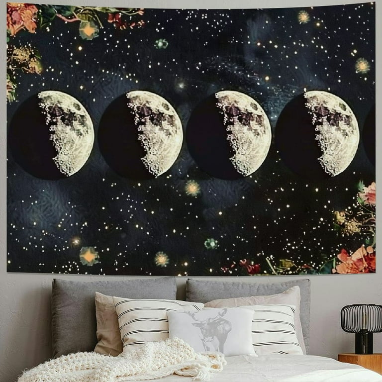 garden tapestry floral moon phase tapestry