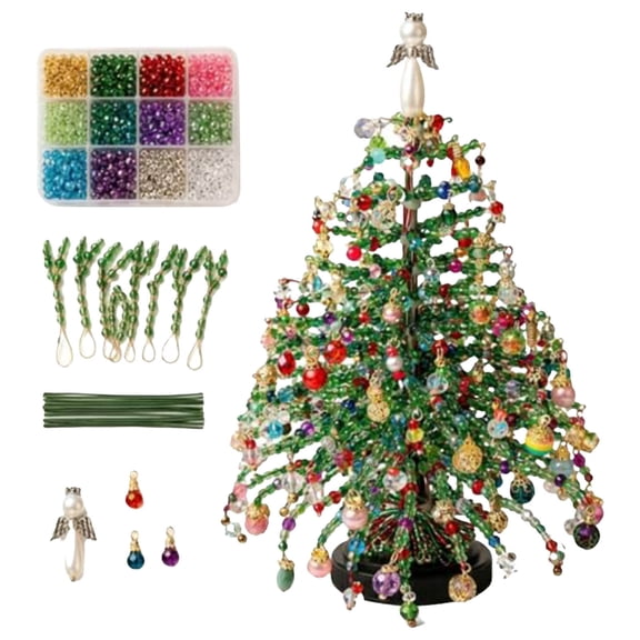 Ledyu DIY Beaded Christmas Tree Kit，3D Bead Pearl Art Kit for Adults Beginners (Light Green)