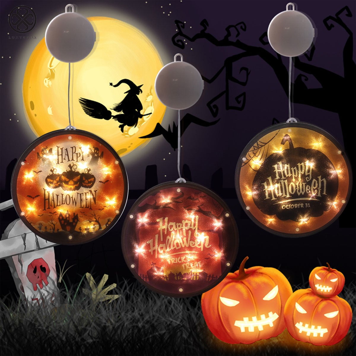 Luxtrada Halloween Decoration Lights Halloween String Lights, Round LED