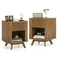 thumbnail image 1 of Costway 2 PCS Wood Nightstand with Drawer & Open Shelf Storage Home Bedside Table for Bedroom, 1 of 9