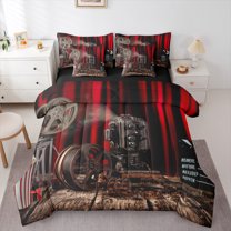 Manfei Teens Cinema Trictet Bedding Comforter Set 7pcs, Filmstrip Movie Night Queen Bedding Sets, Black Red Theater Theme Reversible Queen Sheet Sets, Luxury Bedroom Decor