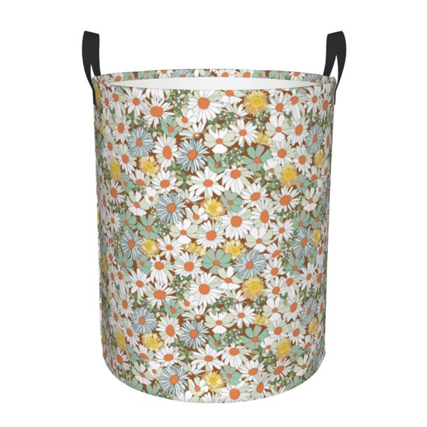 Fotbe Daisy Cesto de Ropa con Asas, Cesto Impermeable de Gran Capacidad, Bolsa de Lavado para Dormitorio, Cesto de Ropa con Ruedas y Asas-Small