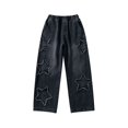 thumbnail image 6 of YunPes Boys Trendy Baggy Denim Pants Frayed Star Patch Wide Leg Jeans Vintage Y2K Casual Trousers Teen Harajuku Grunge Jeans, 6 of 6
