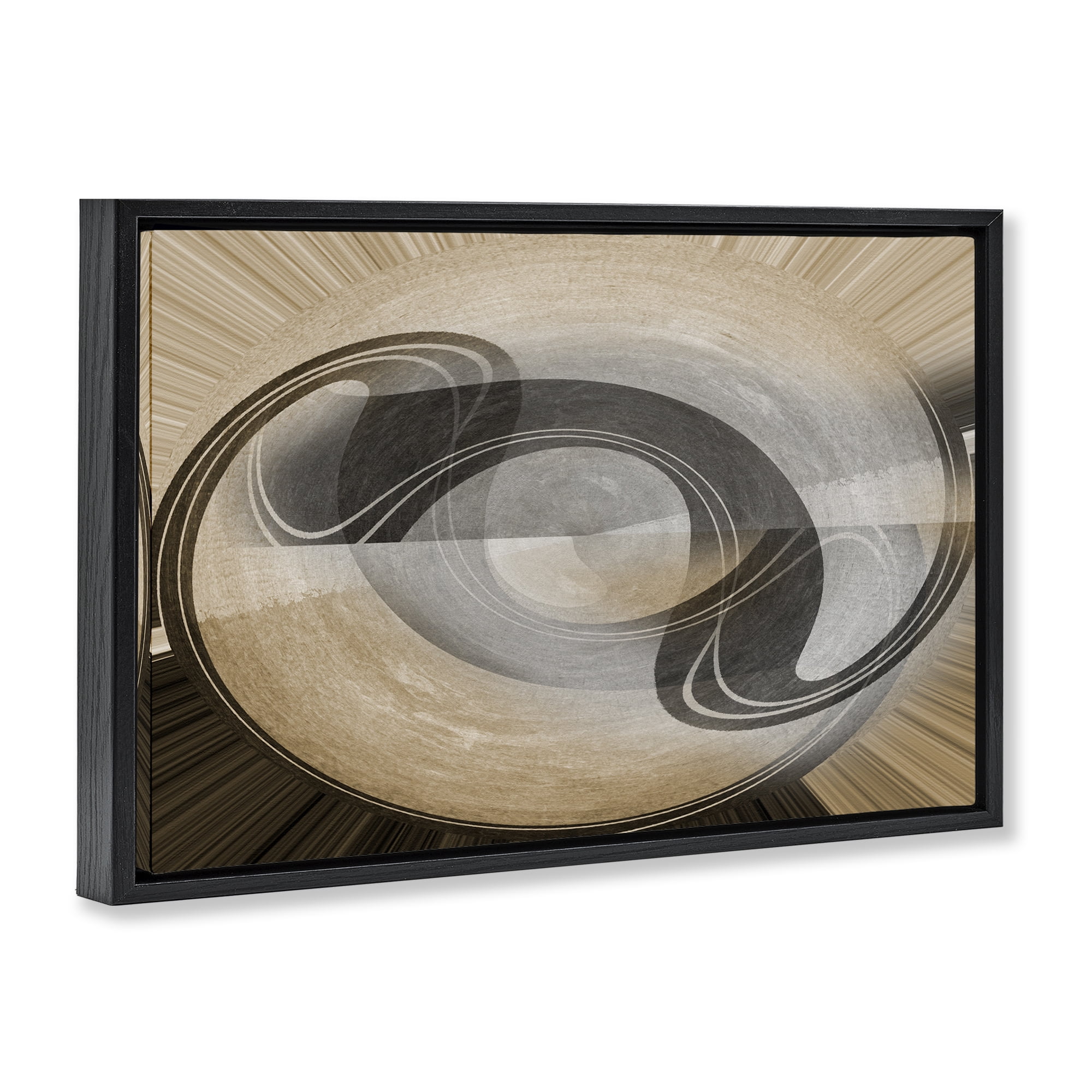 Stupell Industries Curved Swoop Shape Abstract Painting Black Floater Framed Canvas Art Print Wall Art, 31 x 21