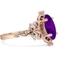 thumbnail image 5 of Art Deco Marquise Filigree Engagement Ring Amethyst Cubic Zirconia Rose Tone 925 Sterling Silver, Size 7, 5 of 7