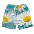 thumbnail image 3 of Uemuo Daisy Flowers Pattern Men's Swim Trunks Hawaiian Beach Bathing Suit Swimsuits Beach Quick-Dry Shorts with Pockets-Medium, 3 of 9