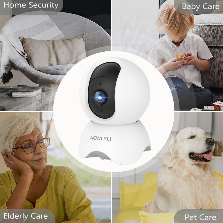 AEWLYLI Baby Monitor Security Camera,WiFi Indoor Camera,360-Degree Smart  1080P Camera, Night Vision for Baby, Pet and Elderly