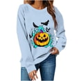 thumbnail image 2 of SBYOJLPB Women's Long-Sleeved Tops Round Neck Halloween Print Holiday Top, 2 of 6