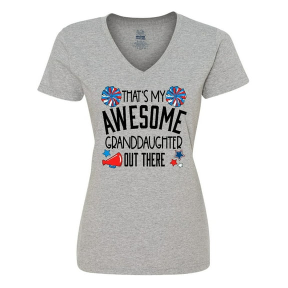Inktastic That's My Awesome Granddaughter out There Cheerleader Women's V-Neck T-Shirt