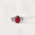 thumbnail image 2 of Natural Coral Ring, Red Coral Gemstone Ring, Tiny Bohemian Ring, 925 Sterling Silver, Designer Womens Ring, Christmas Thanksgiving, Handmade Statement Jewelry, Natural Coral, 2 of 8