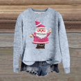 thumbnail image 2 of Goindgs Pullover Sweatshirt Women Autumn and Winter Casual Fashion Thick Needle Round Neck Sweater Christmas Printed Long Sleeve Hoodless Sweater Light Blue-XXL, 2 of 4