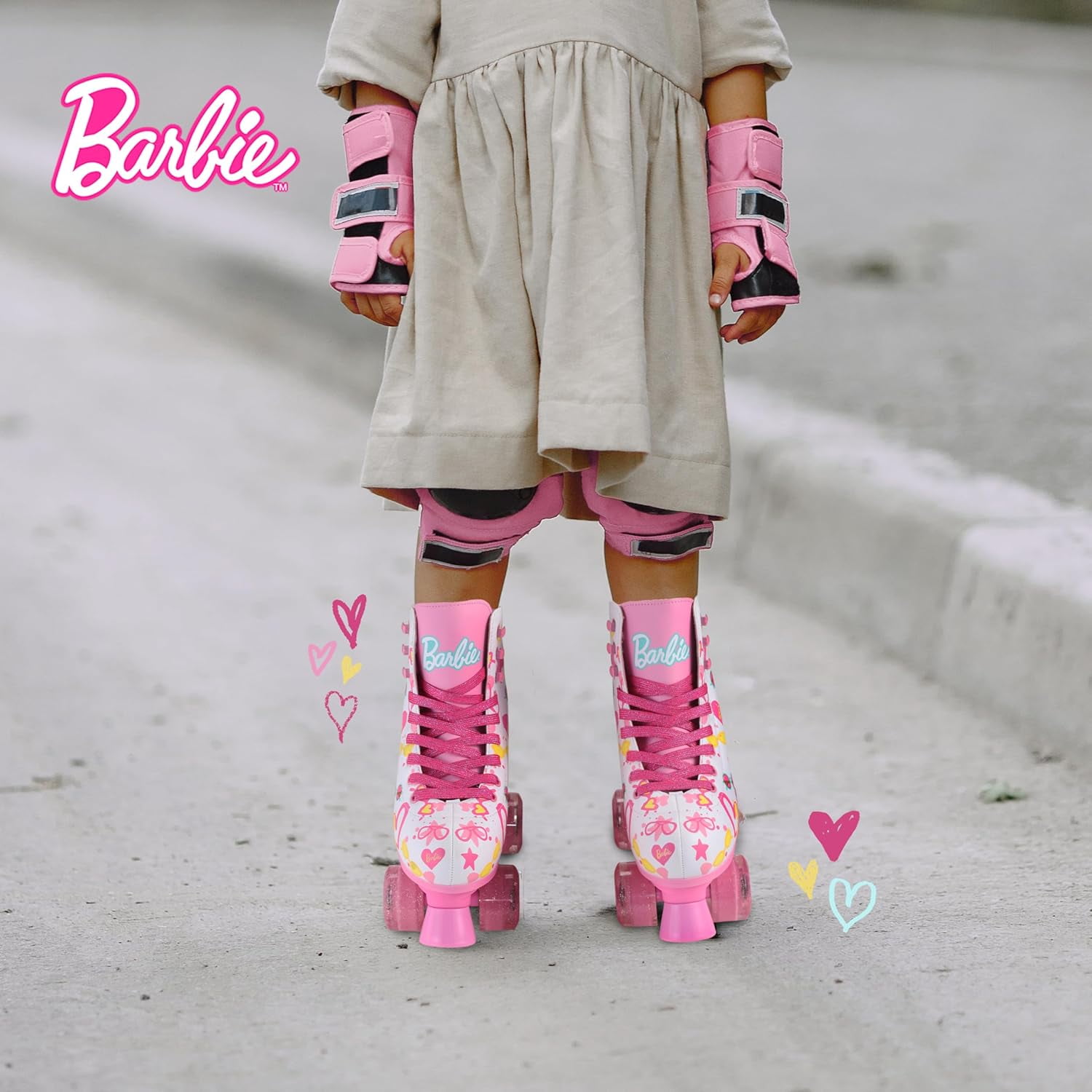 Barbie Unisex Adjustable Straps Roller Skates, Pink, 5.91 in