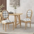 thumbnail image 2 of GDF Studio Newman French Country Upholstered Dining Chairs, Set of 2, Dark Blue Plaid, Light Beige Fabric, and Natural, 2 of 12