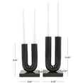 thumbnail image 3 of DecMode 4 Candle Black Aluminum Geometric U-Shaped Candle Holder with Marble Bases, Set of 2, 3 of 13