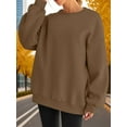 thumbnail image 5 of Women Oversized Sweatshirts Hoodie Fleece Crew Neck Long Sleeve Sweaters Comfy Fall Fashion Outfits Brown M, 5 of 9