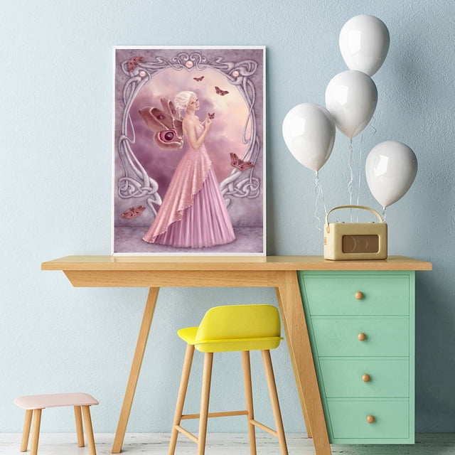 Cuadros Decorativos Kits de pintura de diamante redondo completo de Ángel mariposa 5D DIY arte hecho Likrtyny embutido en tela