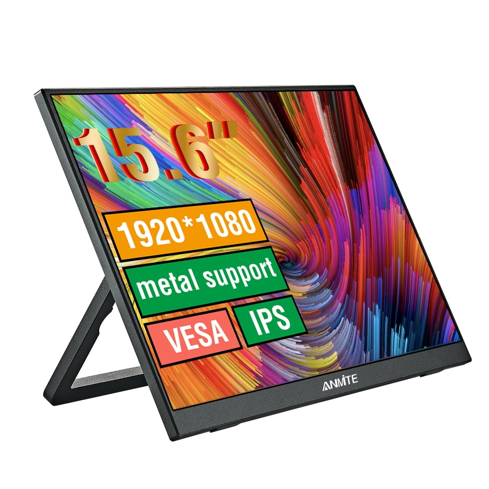 Anmite 15.6 Inch Portable LCD Monitor, 1920 x 1080 Resolution, Compatible with Laptop, Switch, PS4, Xbox, Raspberry Pi
