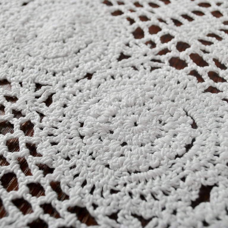 QUEENTRADE Handmade Crochet Lace Cotton White Elliptical Table Decoration  11.8*47.2 - 1piece 