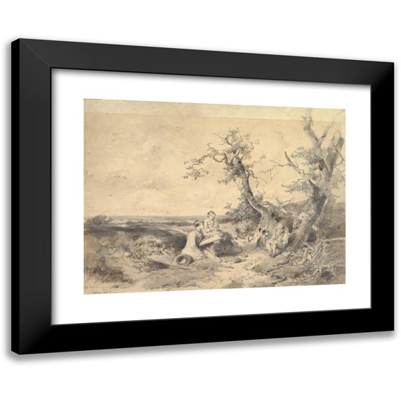 Mari ten Kate 14x11 Black Modern Framed Museum Art Print Titled - Landscape with an Artist Sketching