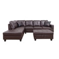 thumbnail image 4 of PonLiving Furniture Brown Faux Leather 3 Piece Sectional Sofa Couch Set, L-Shaped Modern Sofa with Chaise Storage Ottoman for Living Room Furniture, Left Hand Facing, 4 of 5