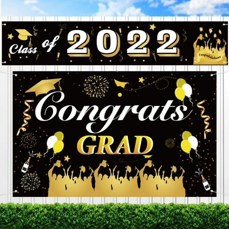 Graduation Decorations Class of 2021 Banners - 2 Packs, 74.4” x 47.2