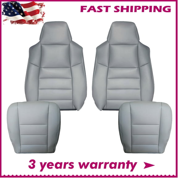4PCS 2002-2007 For Ford F250 F350 Super Duty XLT Front Leather Seat Cover Gray
