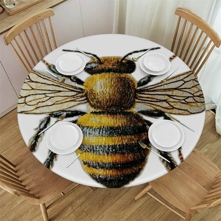 

Autua Bee Pillow Ecological Art Round Tablecloth Stain-Resistant Washable Indoor Outdoor Restaurants Weddings Parties Table Cloth Single-Sided Printing Ideal for Home Decor 54 -58
