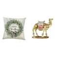 thumbnail image 1 of Funda de cojín de camello festivo de poliéster para sofá, coche, oficina, decoración del hogar, estatua de animal de resina, adorno para estante,, 1 of 8