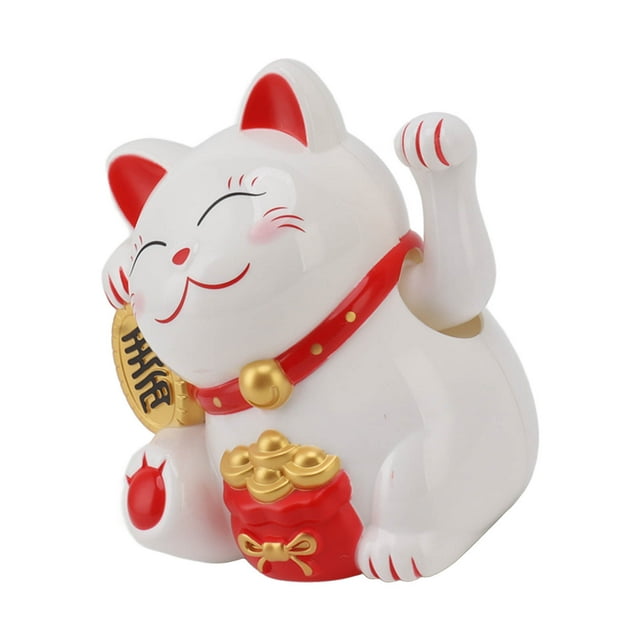 Lucky Fortune Cat, 5.5 Inches Lucky Cat Waving Arm, Battery Operated Fortune Cat Statue Decorations Symbol For Fortune Money And Luck Fengshui Lucky Cat For Shops, Restaurants