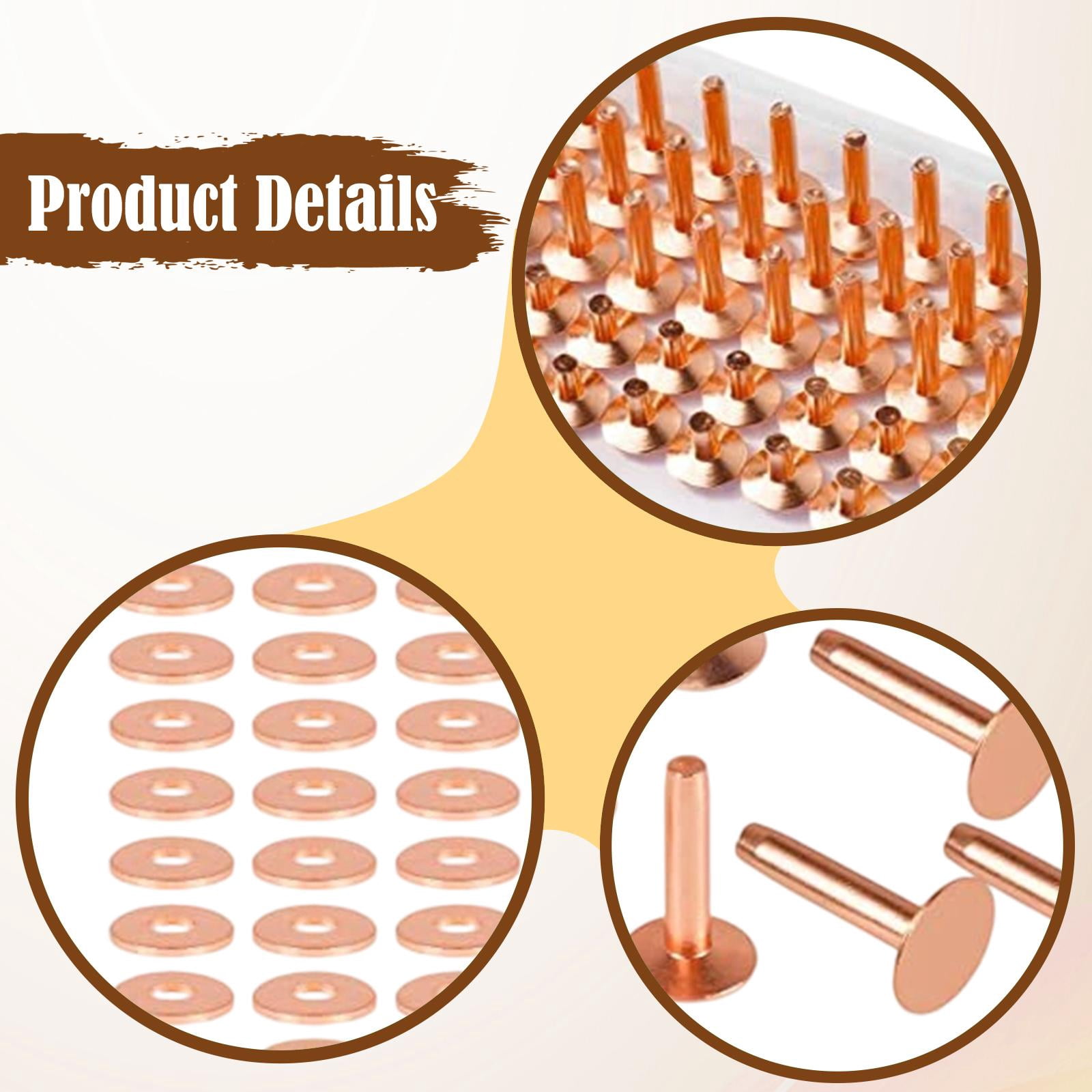 GUOOL Rivets for Leather Burrs Washers without Pattern Smooth Rivet Setting Tool Fastener Kit for Clothing Belts Strap Jeans Jacket