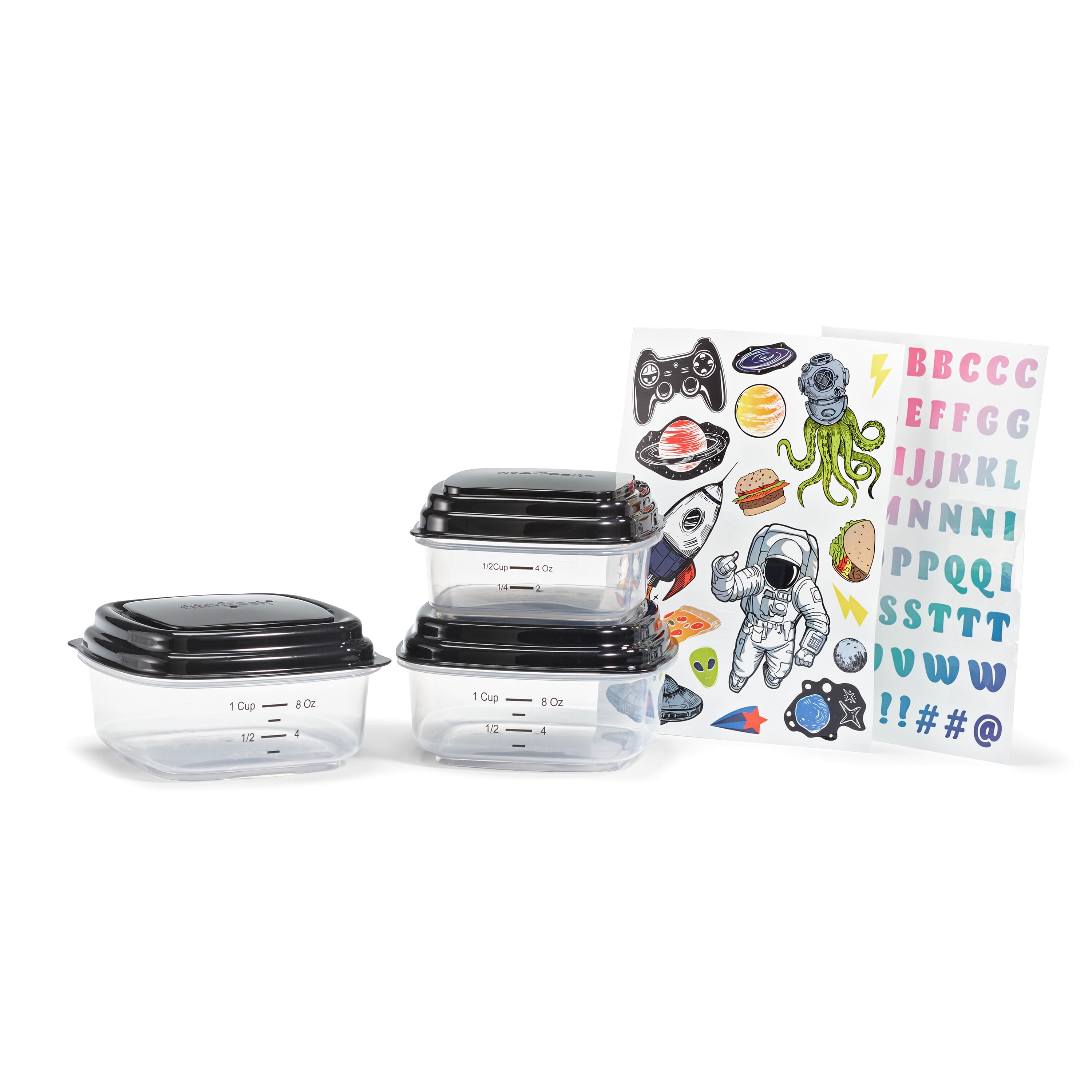 Fit+Fresh DIY Sticker Insulated Lunch Box for Kids, Lunch Box for Girls, Lunch Box for Boys, Black