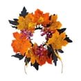 thumbnail image 3 of AZXY Halloween Fall Candle Ring Wreath, Artificial Maple Leaf Candle Holder Ring with Purple Berries, Mini Round Table Centerpiece Wreath for Indoor Halloween Thanksgiving Mantel Dining Table Decor, 3 of 7