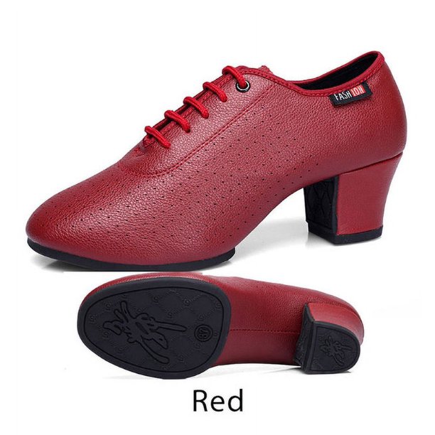 Zapatos de baile latino para mujer, zapatos de salón de Salsa, suela suave, zapatos de práctica de baile de PU, tacón de 5cm, zapatillas de baile para mujer