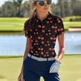 thumbnail image 2 of Garronmavis Golf Shirt Women Zip Up Size XS Zipper Athletic Tennis Shirts Short Sleeve Collar Shirts Workout Athletic Womens Fruit Golf Shirt, Cherry, 2 of 7