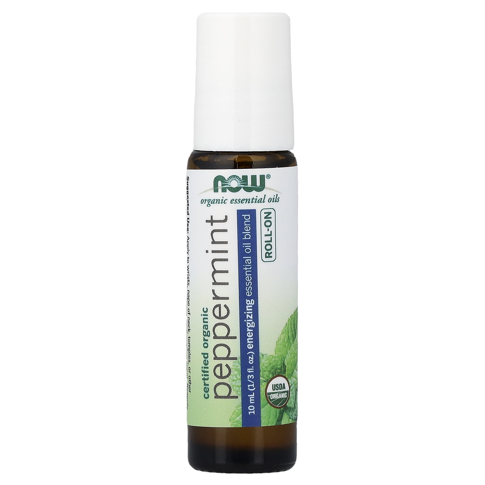 Now Foods Certified Organic Peppermint Roll-On 1/3 fl oz (10 ml)