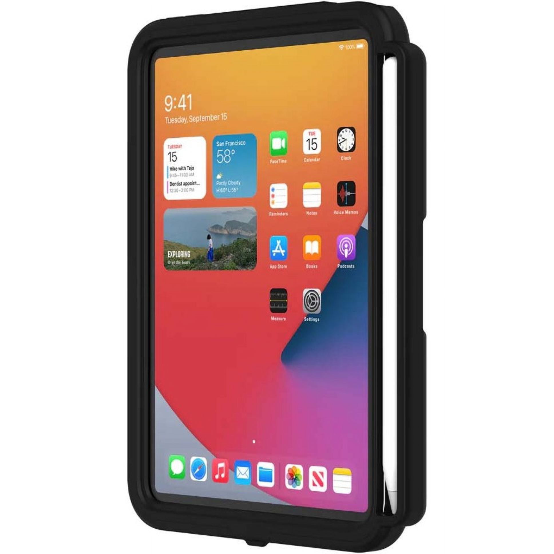 Survivor All-Terrain Rugged Carrying Case Apple iPad mini (6th Generation) Tablet, Apple Pencil (2nd Generation), Stylus - 3X Military Grade Protection with Kickstand + Pencil Holder -Black