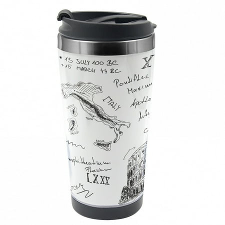 

Retro Travel Mug Roman Period Steel Thermal Cup 16 oz by Ambesonne