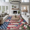 thumbnail image 4 of Independence Day Washable Area Rug 8 x 10 ft USA Flag Red White Poppy, Soft Non Slip Rugs Stain Repellent Indoor Felt Carpet for Living Dining Room Bedroom Home Office, 4 of 9
