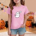 thumbnail image 2 of KPOPLK Kid Girls Halloween Shirts Fall Short Sleeve Crewneck Graphic T-Shirt Spooky Season Outfits Tees Tops 1-14Years,Size 9-10 Years, 2 of 5