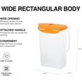 thumbnail image 3 of Aqua Fridge Door Water Jug with Handle BPA Free Plastic Pitcher with Flip Top Lid Perfect for Making Teas and Juices, 2 Quarts, Clear, 3 of 6